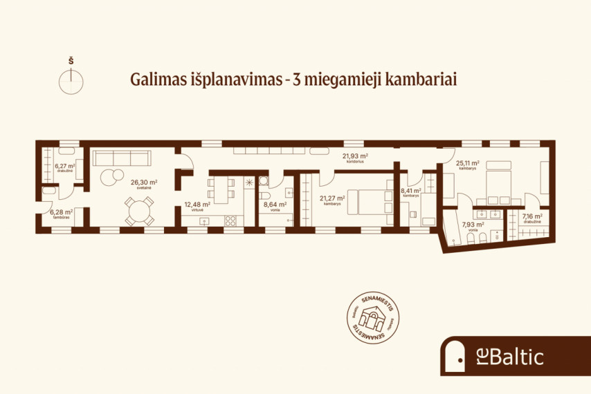 Parduodamas butas Didžioji g., Vilniaus m., Vilniaus m. sav., 151 m2 ploto, 5 kambariai 9