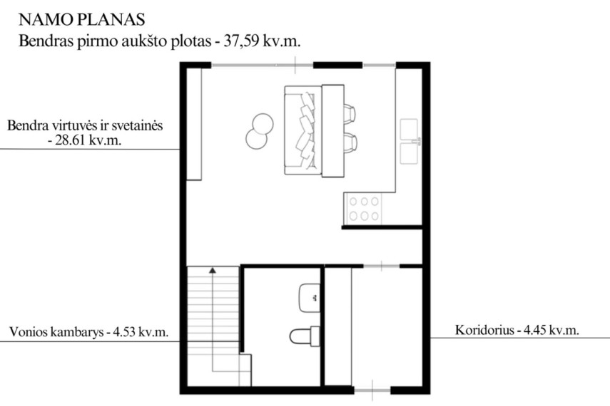 Parduodamas namas Vorupės g., Vilniaus m., Vilniaus m. sav., 72.14 m2 ploto, 2 aukštai 25