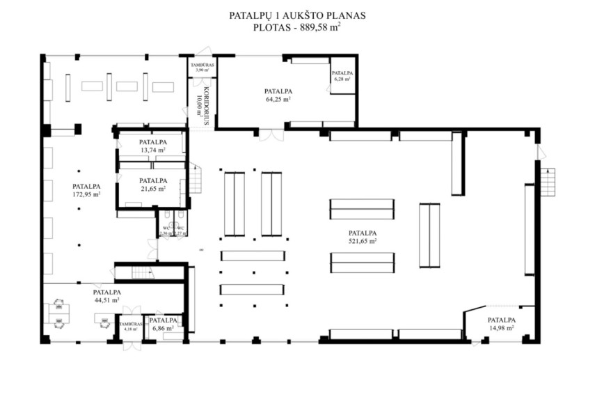 Nuomojamos administracinės, gamybinės, sandėliavimo patalpos V. A. Graičiūno g., Vilniaus m., Vilniaus m. sav., 1256.08 m2 ploto 3