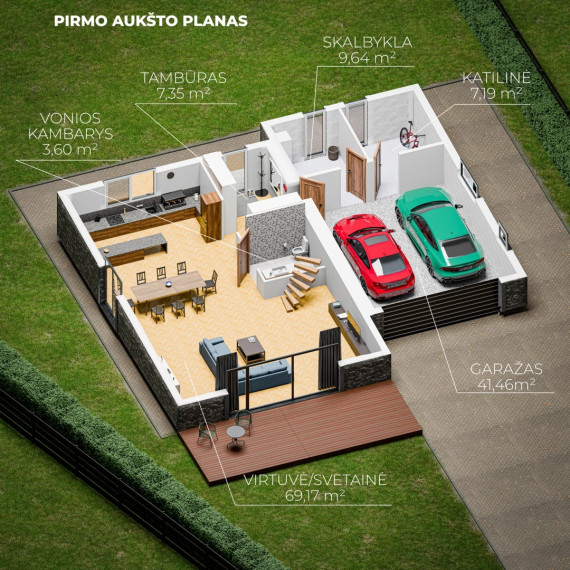 Parduodamas namas Raudonikių g., Didžiosios Riešės mstl., Vilniaus r. sav., 213 m2 ploto, 2 aukštai 35