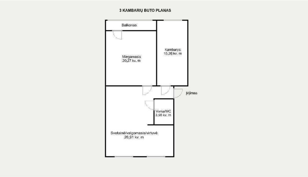 Parduodamas 3 kambarių butas Pasvalyje 11