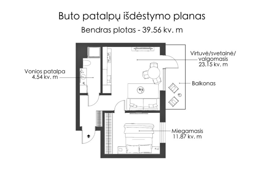 Parduodamas butas Sudervės kel., Vilniaus m., Vilniaus m. sav., 40 m2 ploto, 2 kambariai 19