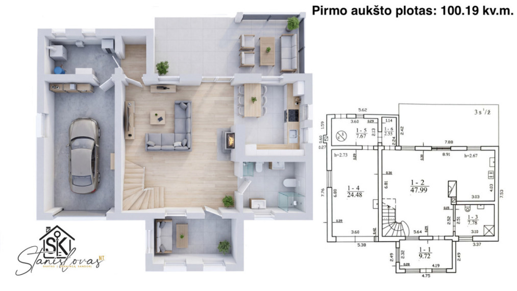 PARDUODAMAS ĮRENGTAS SODO NAMAS SU 36.17 ARŲ ŽEMĖS TRAKSĖDŽIUOSE, PAMARIO 1-ASIS TAK. 3