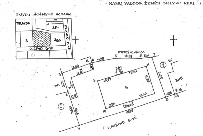 Parduodamas namų valdos paskirties sklypas P. Puzino g., Centras, Panevėžio m., Panevėžio m. sav., 11.95 a ploto 1