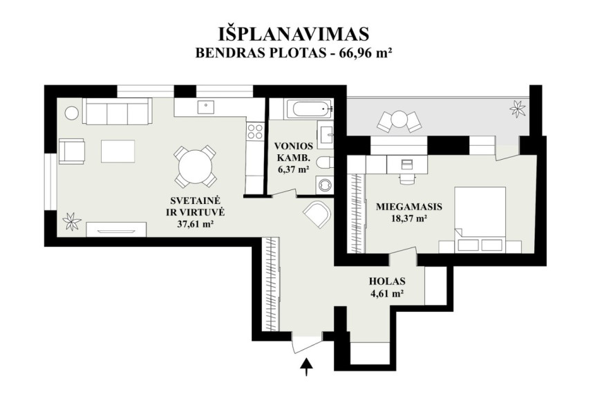 Parduodamas butas Mėtų g., Bajorų k., Vilniaus r. sav., 66.96 m2 ploto, 2 kambariai 20