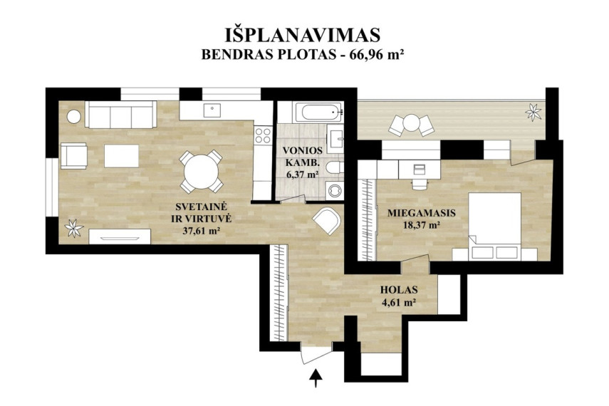Parduodamas butas Mėtų g., Bajorų k., Vilniaus r. sav., 66.96 m2 ploto, 2 kambariai 21