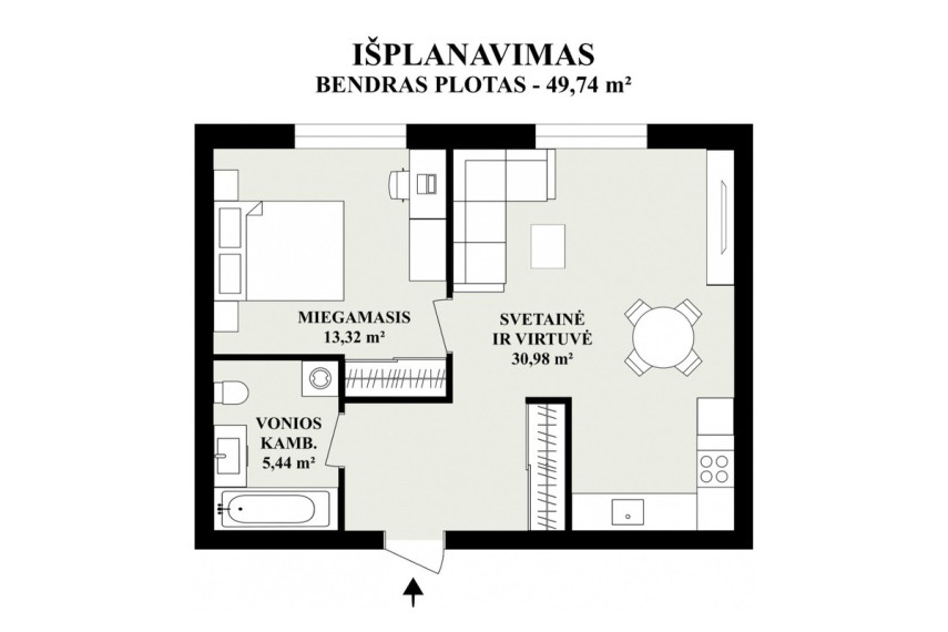 Parduodamas butas Mėtų g., Bajorų k., Vilniaus r. sav., 49.74 m2 ploto, 2 kambariai 21