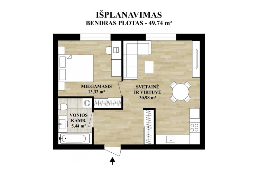 Parduodamas butas Mėtų g., Bajorų k., Vilniaus r. sav., 49.74 m2 ploto, 2 kambariai 22