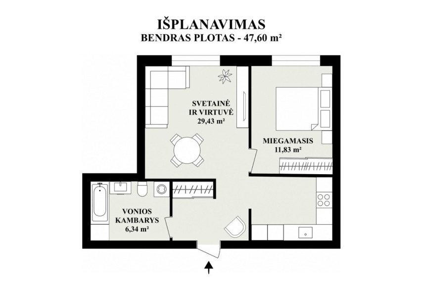 Parduodamas butas Mėtų g., Bajorų k., Vilniaus r. sav., 47.6 m2 ploto, 2 kambariai 26