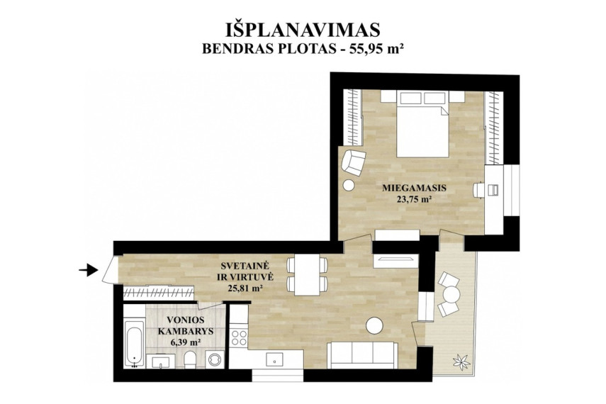 Parduodamas butas Mėtų g., Bajorų k., Vilniaus r. sav., 55.95 m2 ploto, 2 kambariai 27