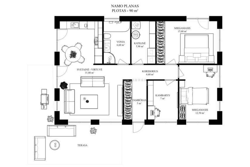 Parduodamas namas Daniliškių g. , Trakų Vokė, Vilniaus m., Vilniaus m. sav., 90 m2 ploto, 1 aukštai 7