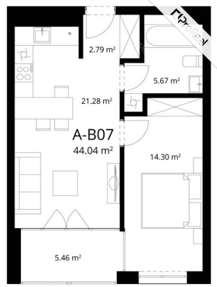 Nuomojamas butas Sidaronių g., Vilniaus m., Vilniaus m. sav., 44 m2 ploto, 2 kambariai 14