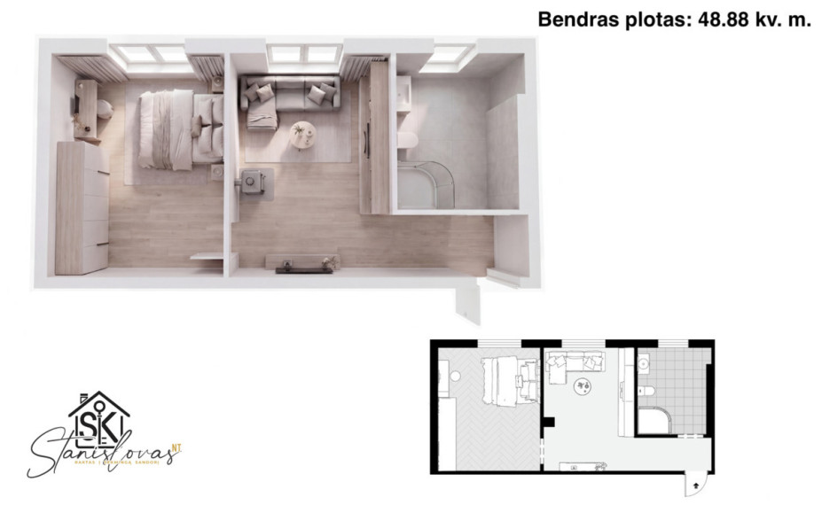 ANTRAME AUKŠTE PARDUODAMAS 2 KAMBARIŲ BUTAS ŽEMAIČIŲ NAUMIESTYJE, VINGIO G. 6 9