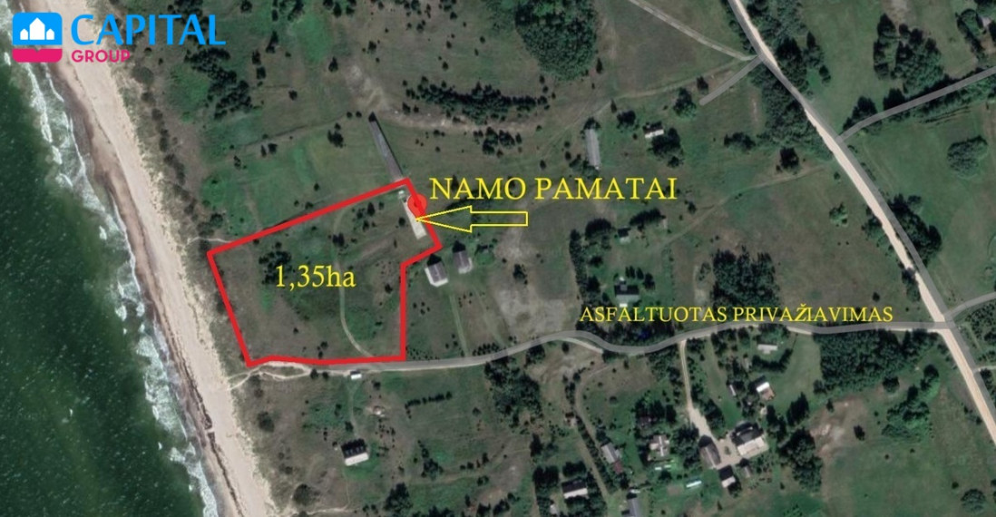 Parduodamas sklypas Latvijoje (Papėje) ant Baltijos Jūros kranto. Su namo projektu ir pamatais. Plotas 103,5 arai 26