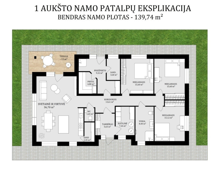 Nuomojamas namas Šilagėlių g., Tarandė, Vilniaus m., Vilniaus m. sav., 140 m2 ploto, 1 aukštai 29