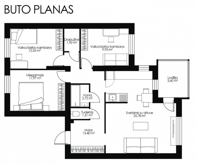 Parduodamas butas Kalvarijų g., Vilniaus m., Vilniaus m. sav., 83 m2 ploto, 4 kambariai 26