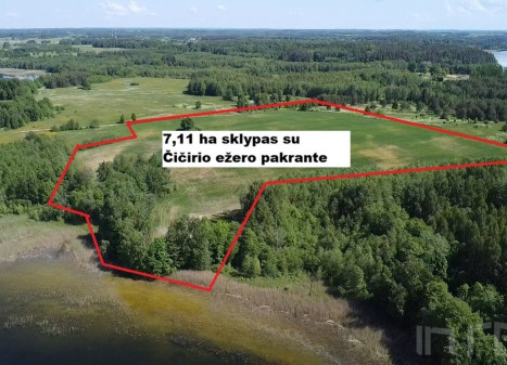 Parduodamas 7,11 ha sklypas Zarasų raj., Meiriškėlių k., prie didžiulio Čičirio ežero