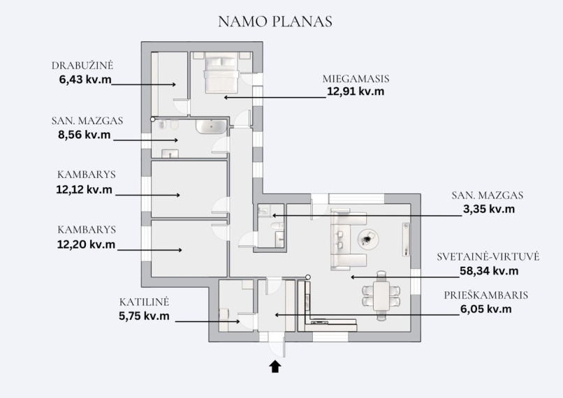 Parduodamas namas Narcizų g., Saldenės k., Vilniaus r. sav., 126.5 m2 ploto, 1 aukštai 29