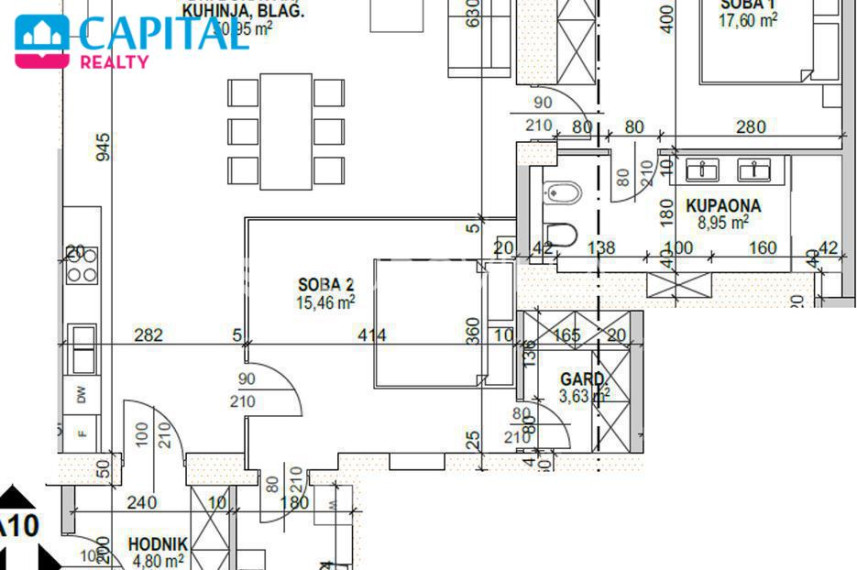 Parduodamas butas Ulica Maršala Tita 166a , 114.15 kv.m ploto, 2 kambariai 16