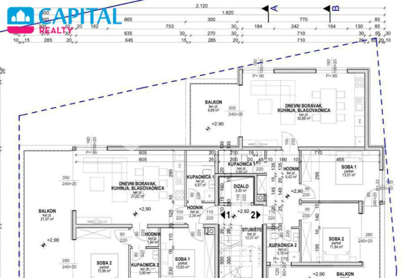 Parduodamas butas Ulica Ante Starčevića 2 , 94.40 kv.m ploto, 2 kambariai 6