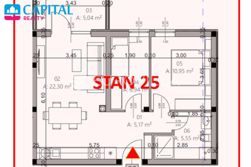 Parduodamas butas Grožnjanska ulica 32 , 54.69 kv.m ploto, 2 kambariai 7