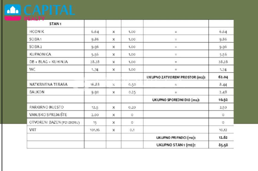 Parduodamas butas 85.58 kv.m ploto, 2 kambariai 10