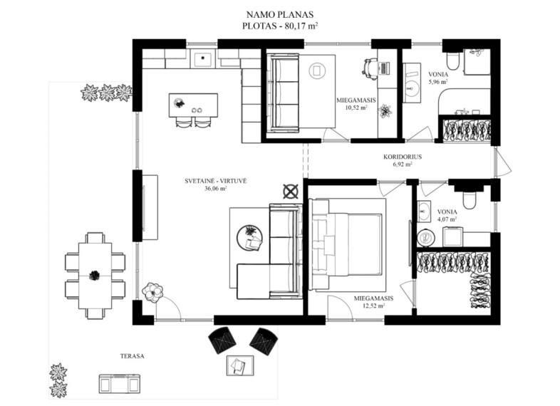 Parduodamas namas Matiškių g., Vilniaus m., Vilniaus m. sav., 80 m2 ploto, 1 aukštai 40