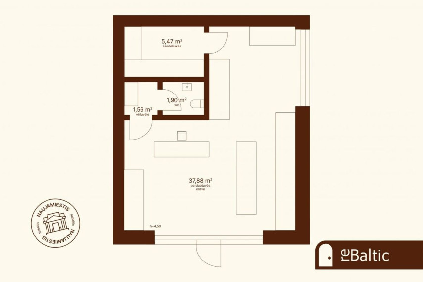 Nuomojamos administracinės patalpos A. Rotundo g., Vilniaus m., Vilniaus m. sav., 46.81 m2 ploto 16