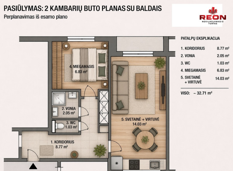 Parduodamas butas Šešuolių g., Viršuliškės, Vilniaus m., Vilniaus m. sav., 34 m2 ploto, 1 kambariai 15