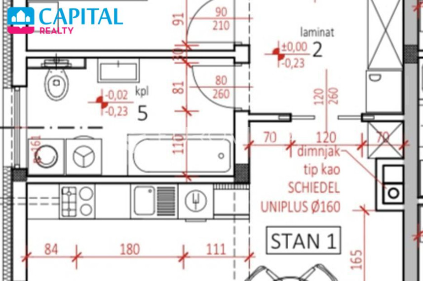 Parduodamas butas Ulica Bartola Kašića 8 , 73.12 kv.m ploto, 2 kambariai 4