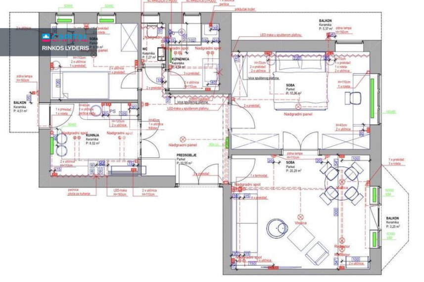 Parduodamas butas Ulica Pavla Štoosa 1A , 68.16 kv.m ploto, 2 kambariai 5
