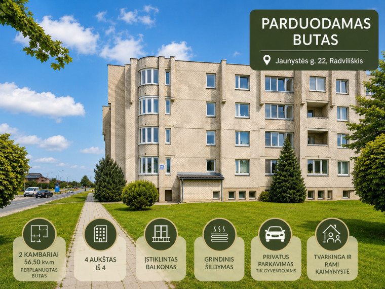 Parduodamas suremontuotas 2 k. butas Jaunystės g., Radviliškyje 1