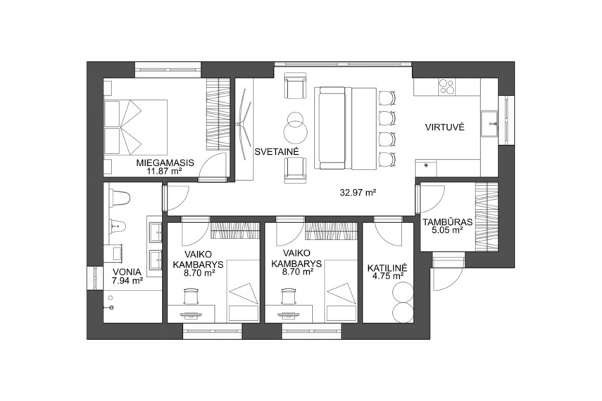 Parduodamas namas Taurėlapių g., Klemiškės II k., Klaipėdos r. sav., 80 m2 ploto, 1 aukštai 25