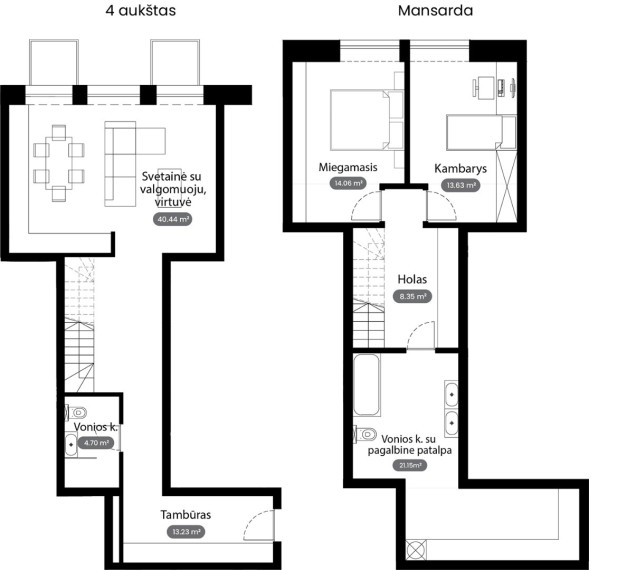 Parduodamas butas Šiaudinės g., Raudondvario k., Kauno r. sav., 115.55 m2 ploto, 3 kambariai 4