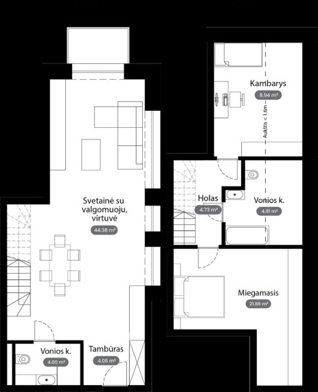 Parduodamas butas Šiaudinės g., Raudondvario k., Kauno r. sav., 85.72 m2 ploto, 3 kambariai 3