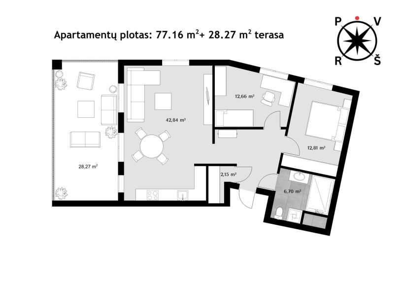 Parduodamas butas Šaltinių g., Senamiestis, Vilniaus m., Vilniaus m. sav., 77.16 m² ploto 3 kambariai 30