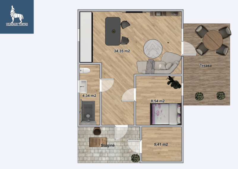 Parduodamas namas Vilniaus r. sav., Brinkiškių k., Žalumos 27-oji, 52.64 m2 ploto, 1 aukštai 9