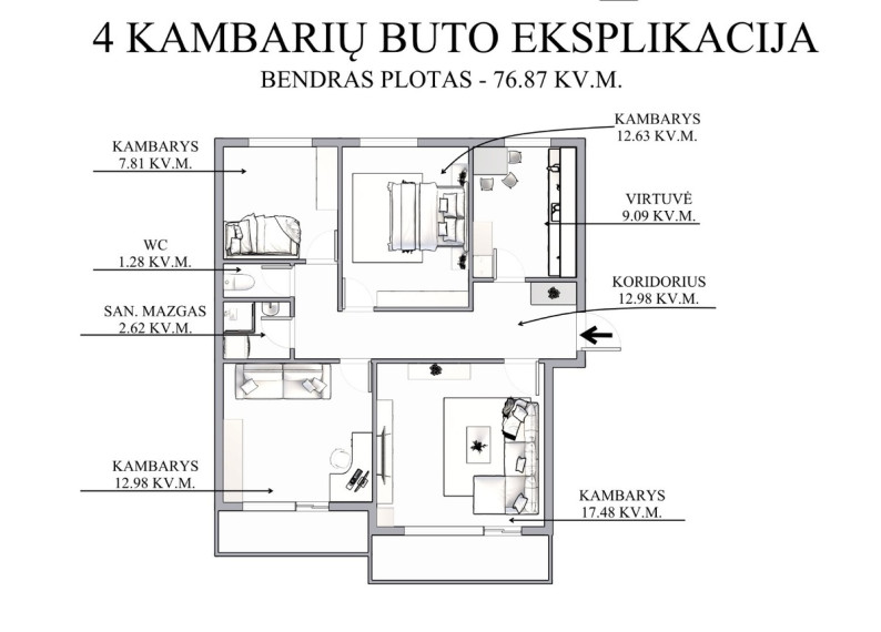 Parduodamas butas Sodų g., Skaidiškių mstl., Vilniaus r. sav., 76.87 m2 ploto, 4 kambariai 27