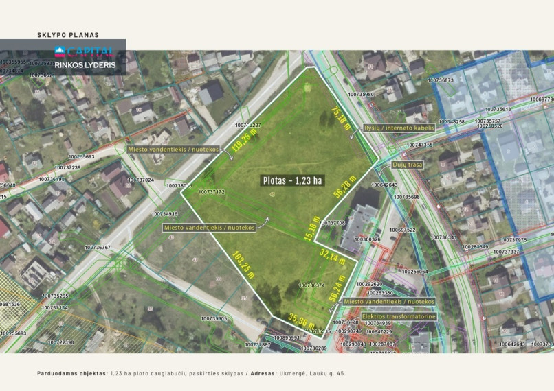 Parduodamas  sklypas Laukų g., Ukmergės m., Ukmergės r. sav., 123.14 a ploto 3