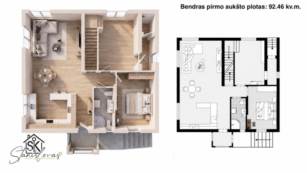 PARDUODAMAS NAMAS SU 31.04 A ŽEMĖS SKLYPU RUSNĖJE, SKALVIŲ G. 3 10