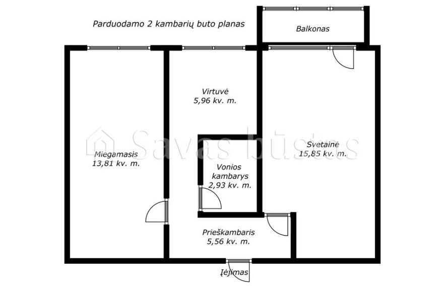Parduodamas butas S. Dariaus ir S. Girėno g., Šiaulių m., Šiaulių m. sav., 44.11 m2 ploto, 2 kambariai 22