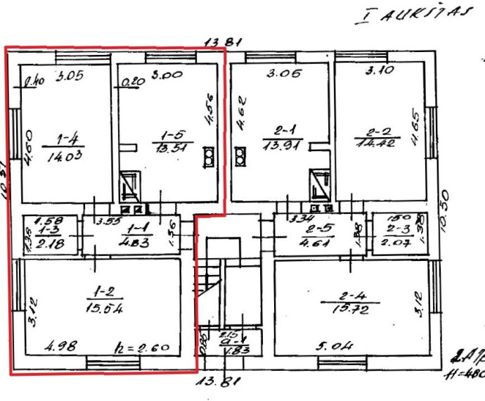 Parduodamas butas M. Katiliūtės g., Gataučių k., Joniškio r. sav., 50.09 m² ploto 2 kambariai 13