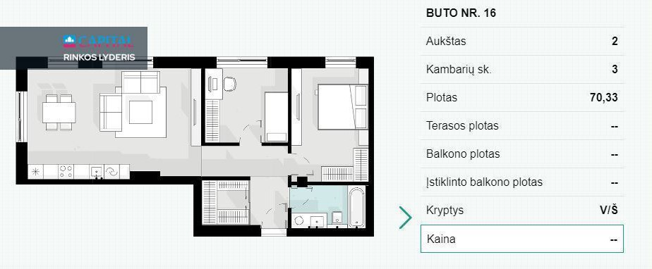 Nuomojamas butas Juozo Balčikonio g., Baltupiai, Vilniaus m., Vilniaus m. sav., 70 m2 ploto, 3 kambariai 19