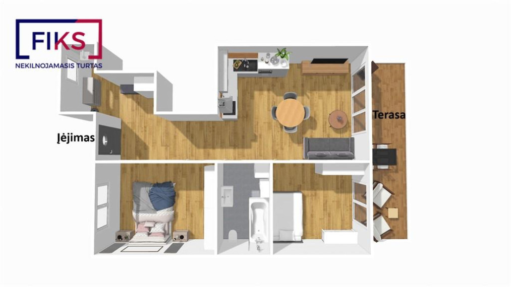 Parduodamas butas 9-ojo Forto g., Šilainiai, Kauno m., Kauno m. sav., 60.66 m² ploto 3 kambariai 34