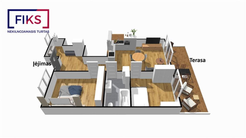 Parduodamas butas 9-ojo Forto g., Šilainiai, Kauno m., Kauno m. sav., 60.66 m² ploto 3 kambariai 35