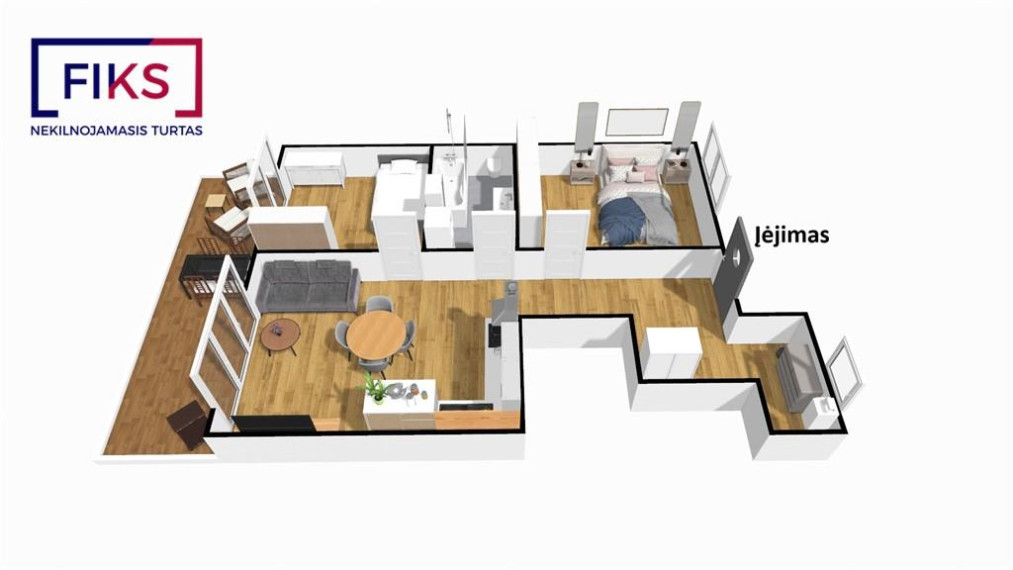 Parduodamas butas 9-ojo Forto g., Šilainiai, Kauno m., Kauno m. sav., 60.66 m² ploto 3 kambariai 37