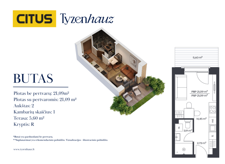 Parduodamas butas Tyzenhauzų g., Senamiestis, Vilniaus m., Vilniaus m. sav., 21.09 m² ploto 1 kambarys 2