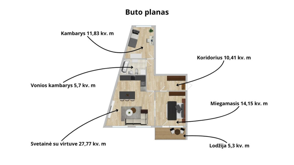Parduodamas butas Gilužio g., Vilniaus m., Vilniaus m. sav., 75.16 m2 ploto, 3 kambariai 31