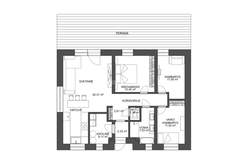 Nuomojamas namas Orchidėjų g. , Didžiasalio k., Vilniaus r. sav., 98.25 m2 ploto, 1 aukštai 25