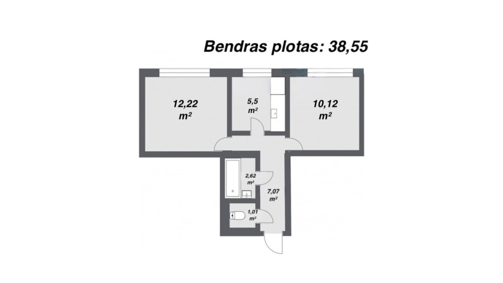 Parduodamas butas P. Lukšio g., Kauno m., Kauno m. sav., 38.55 m2 ploto, 2 kambariai 11